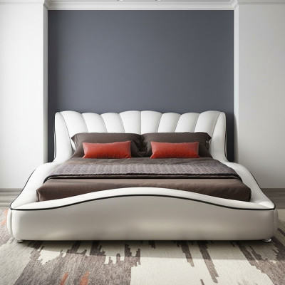 Lujo habitación doble camas de madera textil 180x200 cama clásica.