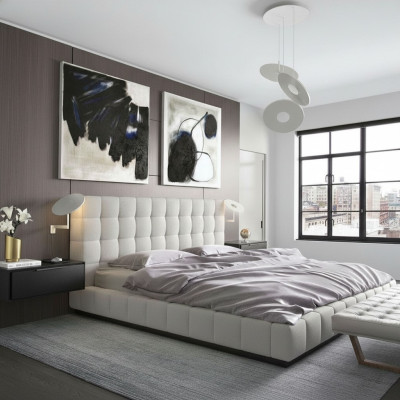 Moderna estructura de cama de lujo para habitaciones de hotel diseño de cama de cuero.