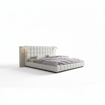 Moderna estructura de cama de lujo para habitaciones de hotel diseño de cama de cuero.