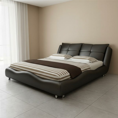 Diseño moderno de hotel marco lujo dormitorio camas diseño cama de cuero.