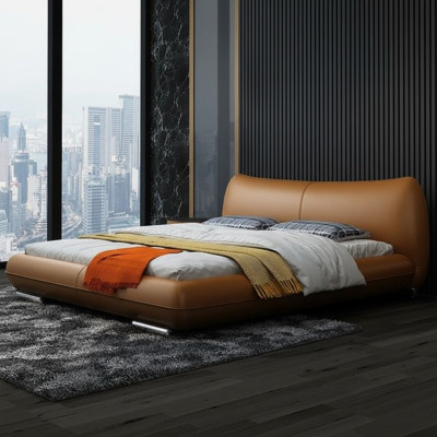 Camas textiles de cuero Hotel de lujo Terciopelo Tapicería Tejido Diseñador Cama Dormitorio
