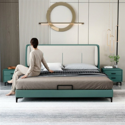 Camas Textil Hotel Lujo Tela Acolchada Asiento Italia Diseñador Cama Dormitorio