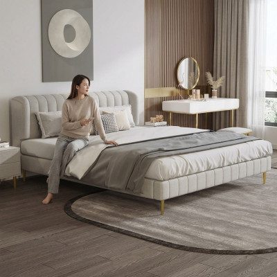 Camas Habitación doble de lujo Cama Chesterfield de diseñador Cuero Hotel