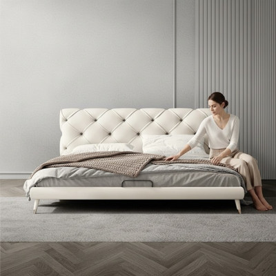 Camas de 180x200 cm Textil Dormitorio Tela Cama Diseño Chesterfield Lujo