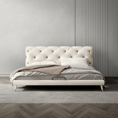 Camas de 180x200 cm Textil Dormitorio Tela Cama Diseño Chesterfield Lujo
