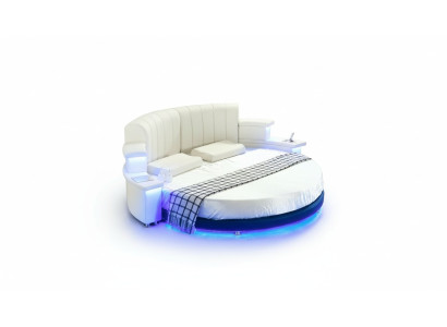 Ronda cama muebles camas tapizadas dormitorio muebles cama de cuero LED