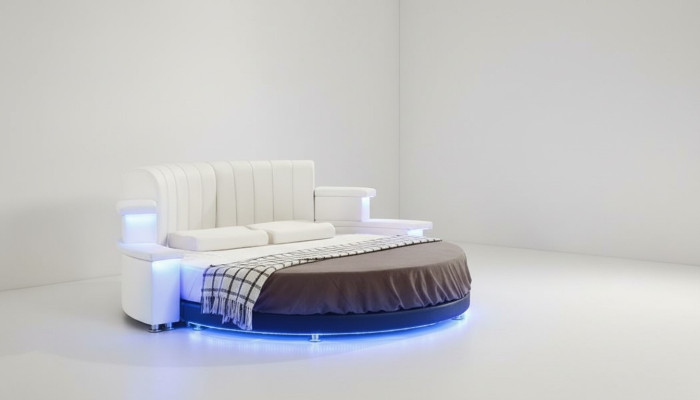 Cama redonda Muebles Modernos de Lujo Marco de cama de 200x200 Redondo