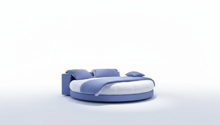 Cama redonda de cuero de lujo 200x200, camas redondas acolchadas de tela redonda de hotel.