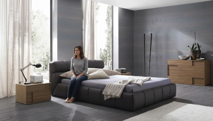 Camas Dormir Habitación Cuero 180x200cm Nuevo Cama Tapizar Diseño Lujo