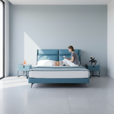 Camas dobles Hotel Dormitorio Madera Nueva 180x200cm Cama Acolchada Diseño