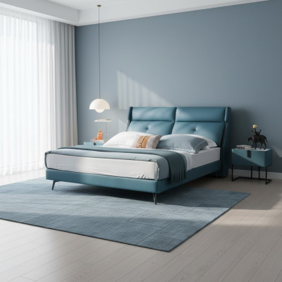 Camas dobles Hotel Dormitorio Madera Nueva 180x200cm Cama Acolchada Diseño
