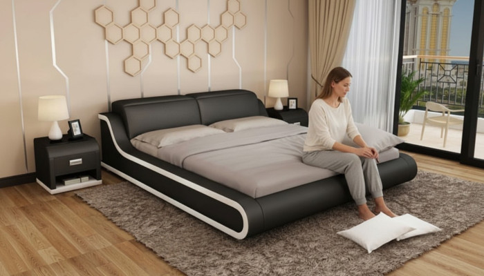 Diseño de dormitorio 180x200 Nuevos muebles de lujo modernos Camas Acolchadas