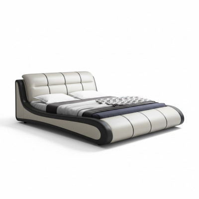 Lujo camas tapizadas textiles dobles Nuevos diseño de dormitorio cama de cuero