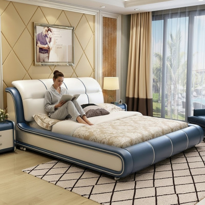 Diseño de tela para hoteles, camas verdes de lujo en dormitorios. Cama boxspring.