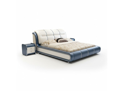 Diseño de tela para hoteles, camas verdes de lujo en dormitorios. Cama boxspring.