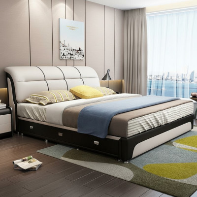 Camas Tapizados Textil Madera Moderna Dormitorio Nuevo Cama Doble Cama Chester