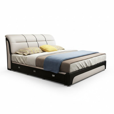 Camas Tapizados Textil Madera Moderna Dormitorio Nuevo Cama Doble Cama Chester
