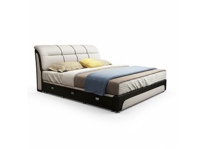 Camas Tapizados Textil Madera Moderna Dormitorio Nuevo Cama Doble Cama Chester