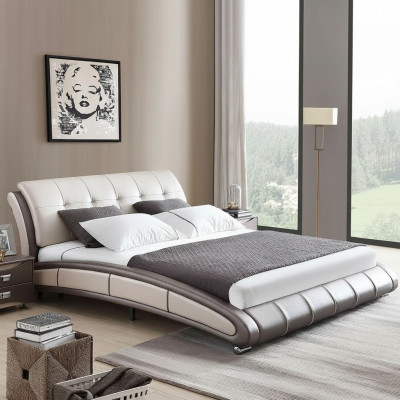 Diseño cama de cuero acolchado cama doble de hotel dormitorio matrimonial 180x200 cm.