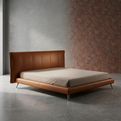 Camas dobles acolchadas de diseño de metal de lujo para dormitorio italiano.