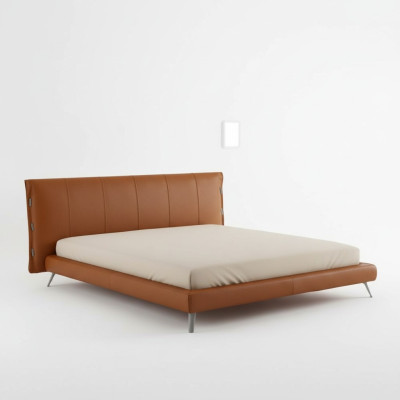 Camas dobles acolchadas de diseño de metal de lujo para dormitorio italiano.