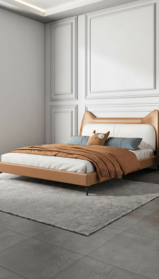 Moderno Hotel Cama Doble de Cuero Tela 160x200cm Cama de Diseño Doble