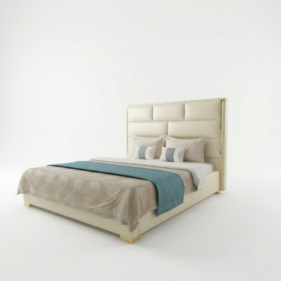 Diseñador cama doble cama dormitorio camas cuero hotel lujo tapizado