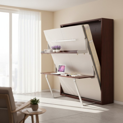 Escritorio Estante Cama 2en1 Funcional Mueble Cama Armario Mesa Cama Plegable Camas