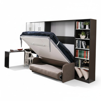 Armario Cama con sofá Tapicería Pared Armarios Cama plegable Muebles + Sofá Nuevo