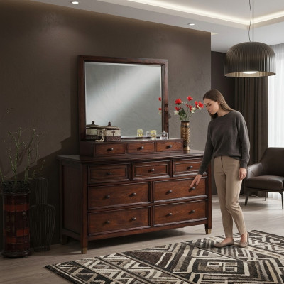 Bufé Cómoda de buffet con espejo Hecho a mano de madera Clásico Servir