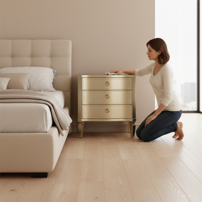 Dormitorio auxiliar Metálico Mesas de consola brillante Diseño Mesa de noche Consola