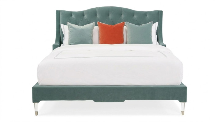 Camas Chesterfield habitación de dormir cama de cuero diseño de lujo doble hotel.