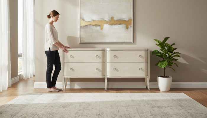 Cómoda moderna de lujo design italiano Muebles tapizados de madera Consola Sideboard Low