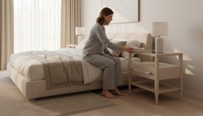 Mesita de noche mesas dormitorio lujo diseño de madera mesa de noche consola auxiliar