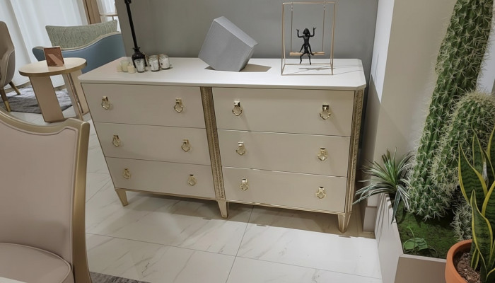 Cómoda de 160 cm, muebles de dormitorio de madera con patas multifuncionales y modernas.