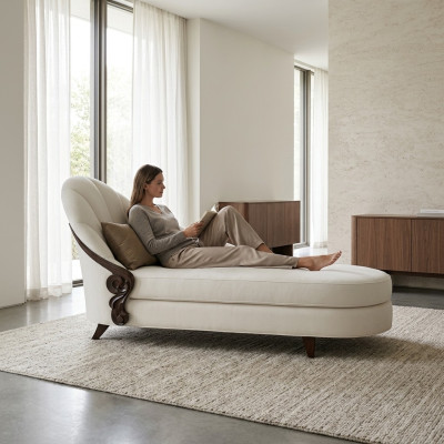 Chaise longue elegante cama Muebles italianos de madera italiana.