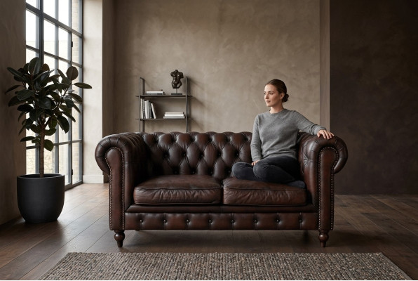 Sofá Chesterfield de 2 plazas Set Sofás de diseño Sofás tapizados Sofá de lujo Muebles