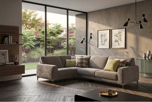 Sofá de esquina italiano Sofá Sofás Sofás Sofás Sofá Esquina Conjunto de muebles Tela Textil