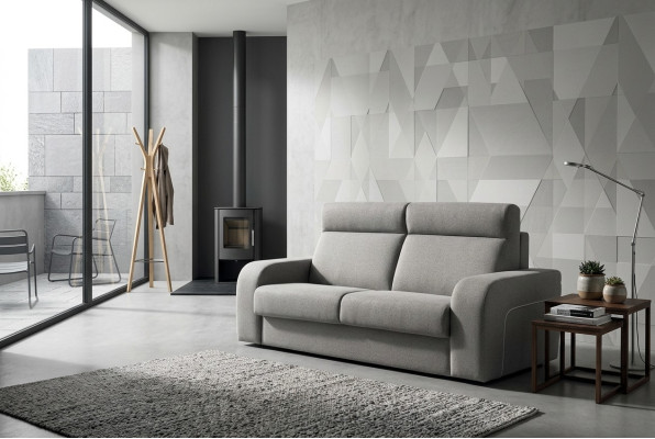 Sofá de diseño moderno de lujo de 2 plazas en tela gris de Alfitalia para sala de estar.