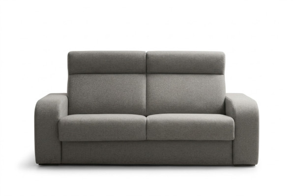 Sofá de diseño moderno de lujo de 2 plazas en tela gris de Alfitalia para sala de estar.