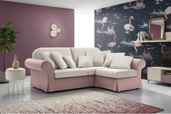 Sofá de esquina en forma de L, sofá tapizado en tela de lujo de estilo moderno para salón, muebles de Nueva alfitalia.