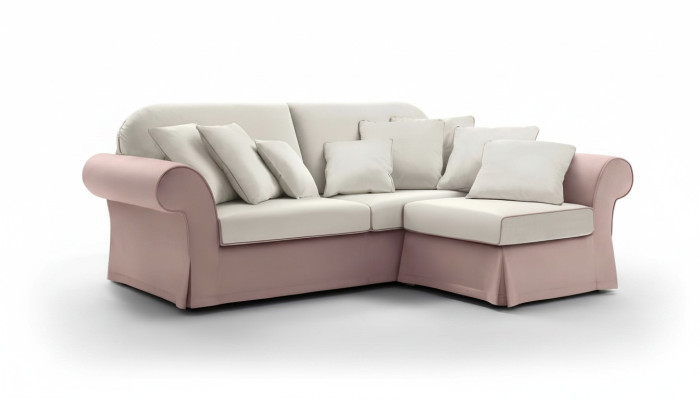 Sofá de esquina en forma de L, sofá tapizado en tela de lujo de estilo moderno para salón, muebles de Nueva alfitalia.