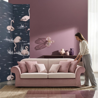 Muebles tapizados clásicos Sofás Diseño Lujo Sofá Telas Sofás Rosas de 3 plazas