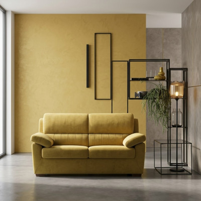 Sofá de estilo moderno italiano de 2 plazas con estructura de madera y tela para la sala de estar - Sofá Alfitalia.