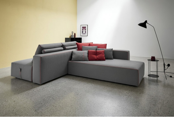 Sofá en forma de L de tela con esquina acolchada sofá de asiento, salón moderno alfitalia
