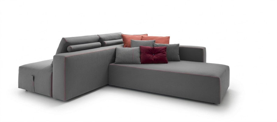 Sofá en forma de L de tela con esquina acolchada sofá de asiento, salón moderno alfitalia