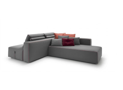Sofá en forma de L de tela con esquina acolchada sofá de asiento, salón moderno alfitalia