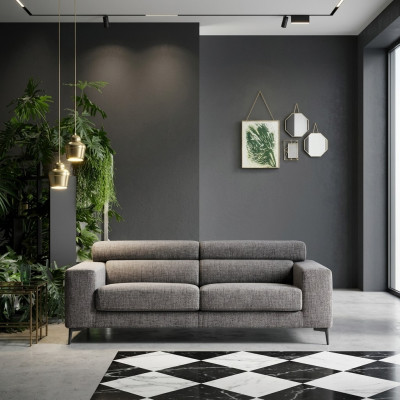 Sofá de 3 plazas moderno en gris para el salón, diseño de muebles.
