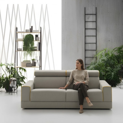 Diseño sofá gris de 3 plazas para sala de estar, sofá de tela, sofá acolchado alfitalia.
