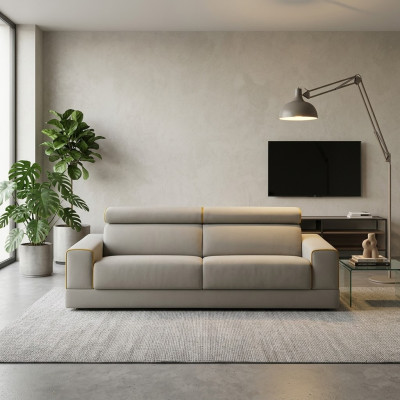 Diseño sofá gris de 3 plazas para sala de estar, sofá de tela, sofá acolchado alfitalia.